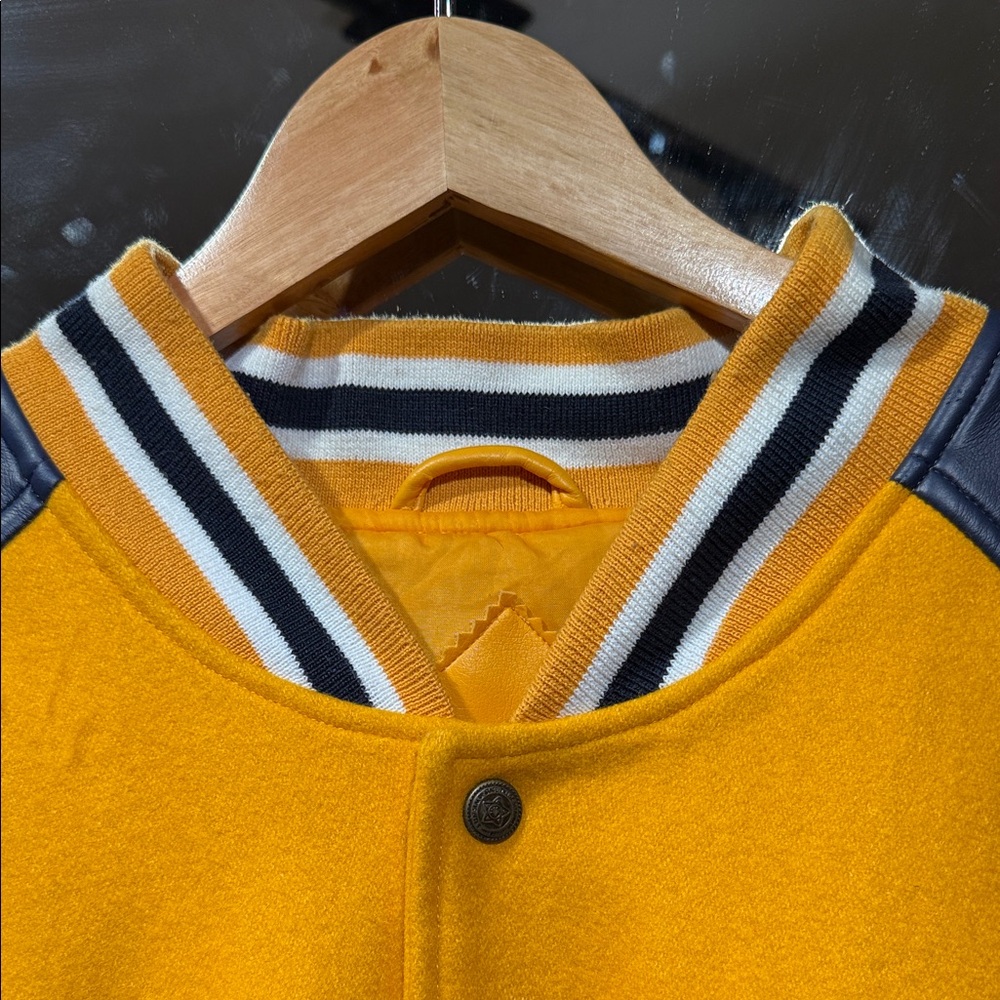 Vintage 90s Michigan Varsity Jacket by Steve and Barry’s Gold and Blue - Picture 4 of 11